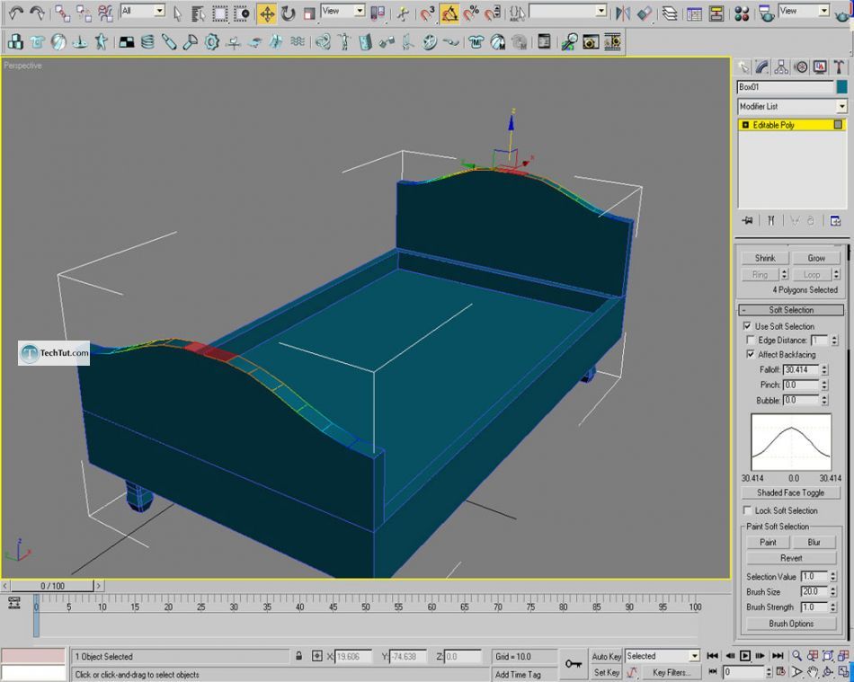 Old style double bed done in 3D max