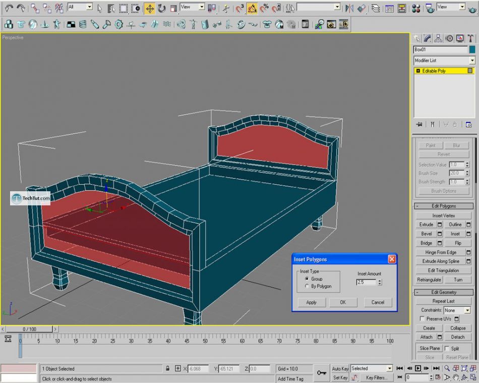 Old style double bed done in 3D max