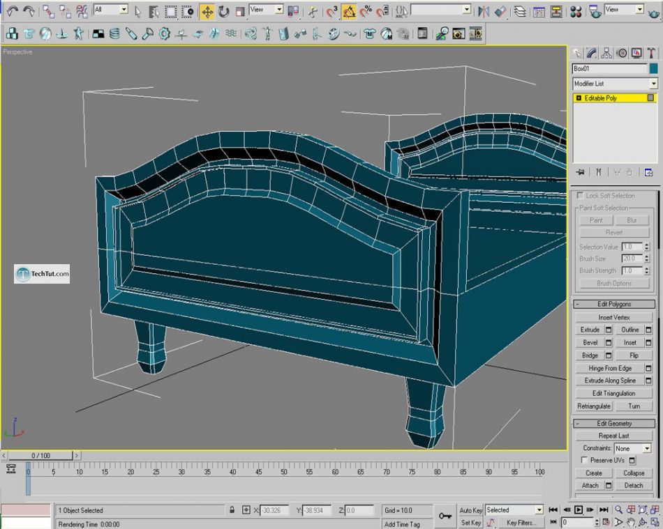Old style double bed done in 3D max