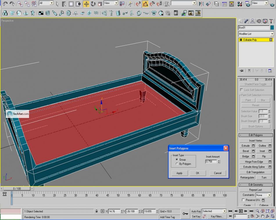 Old style double bed done in 3D max