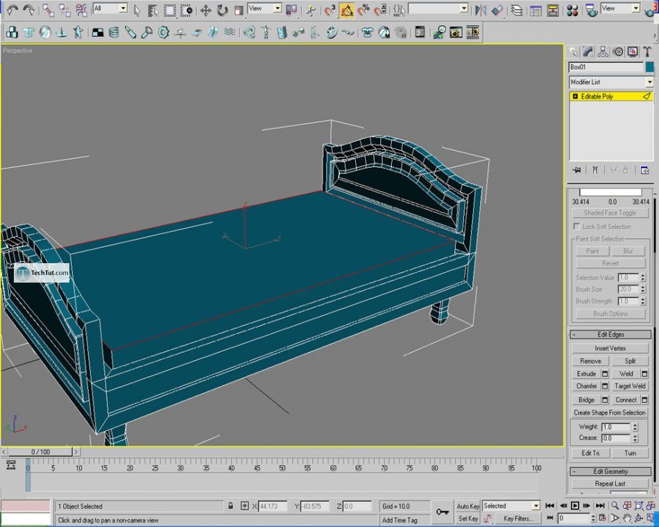 Old style double bed done in 3D max