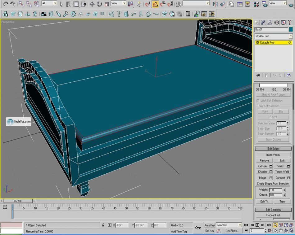 Old style double bed done in 3D max