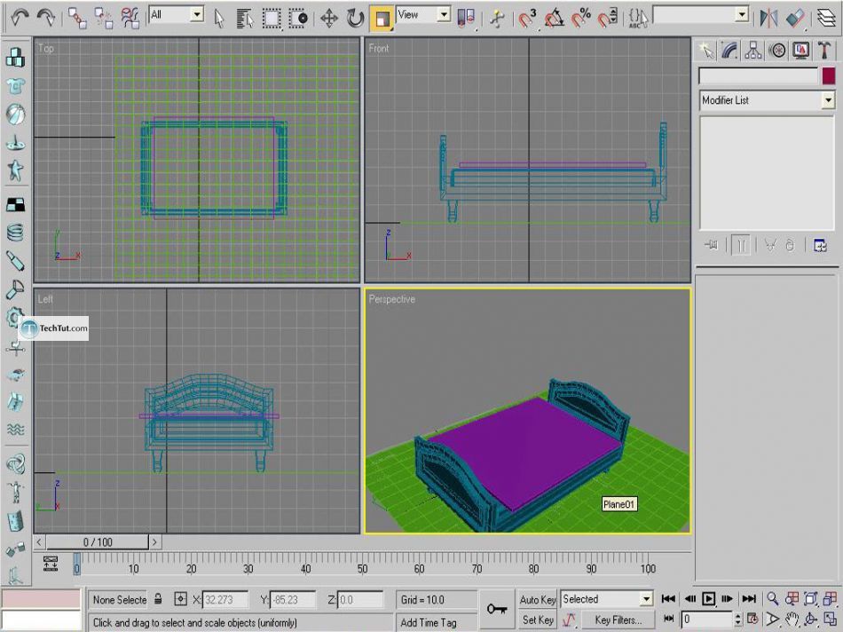 Old style double bed done in 3D max
