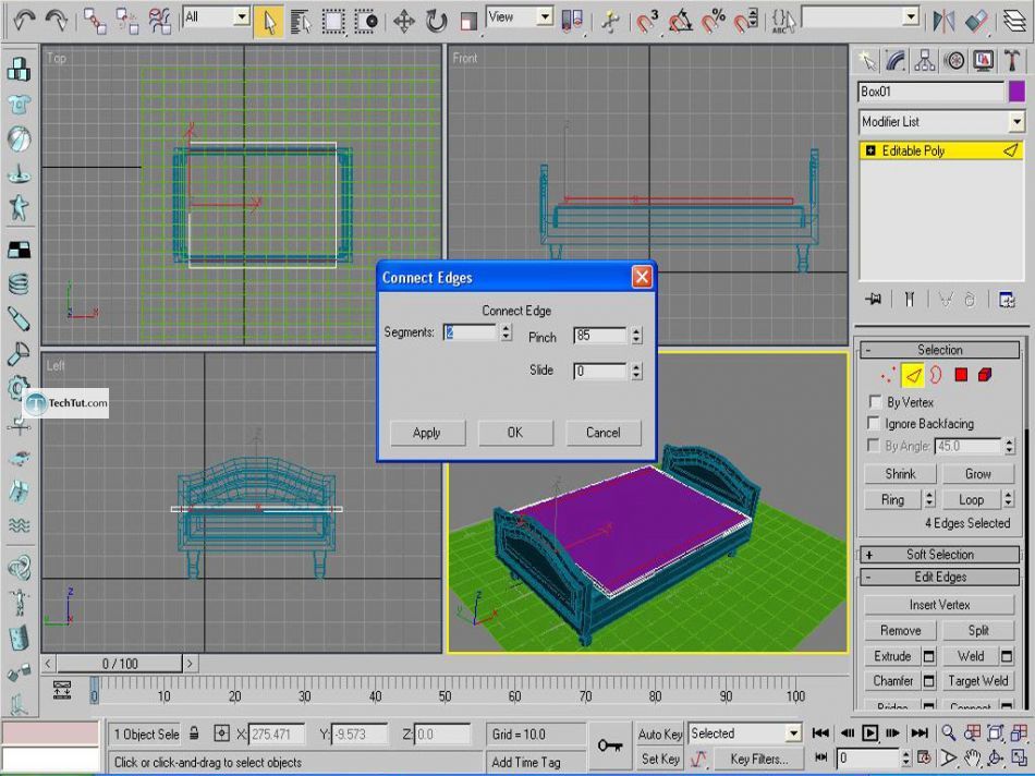 Old style double bed done in 3D max