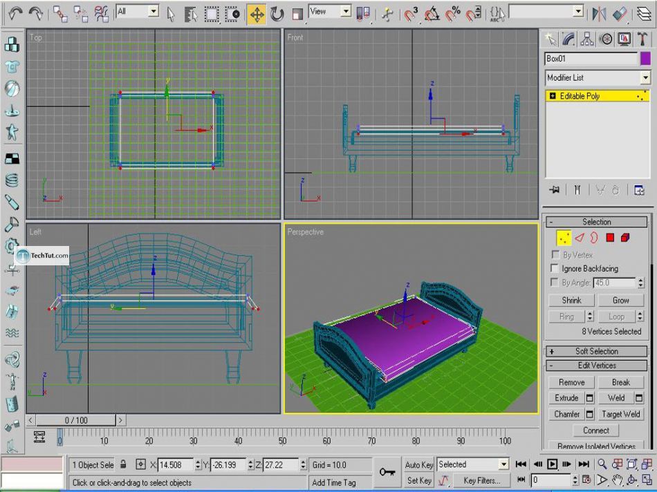 Old style double bed done in 3D max