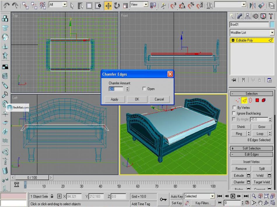 Old style double bed done in 3D max
