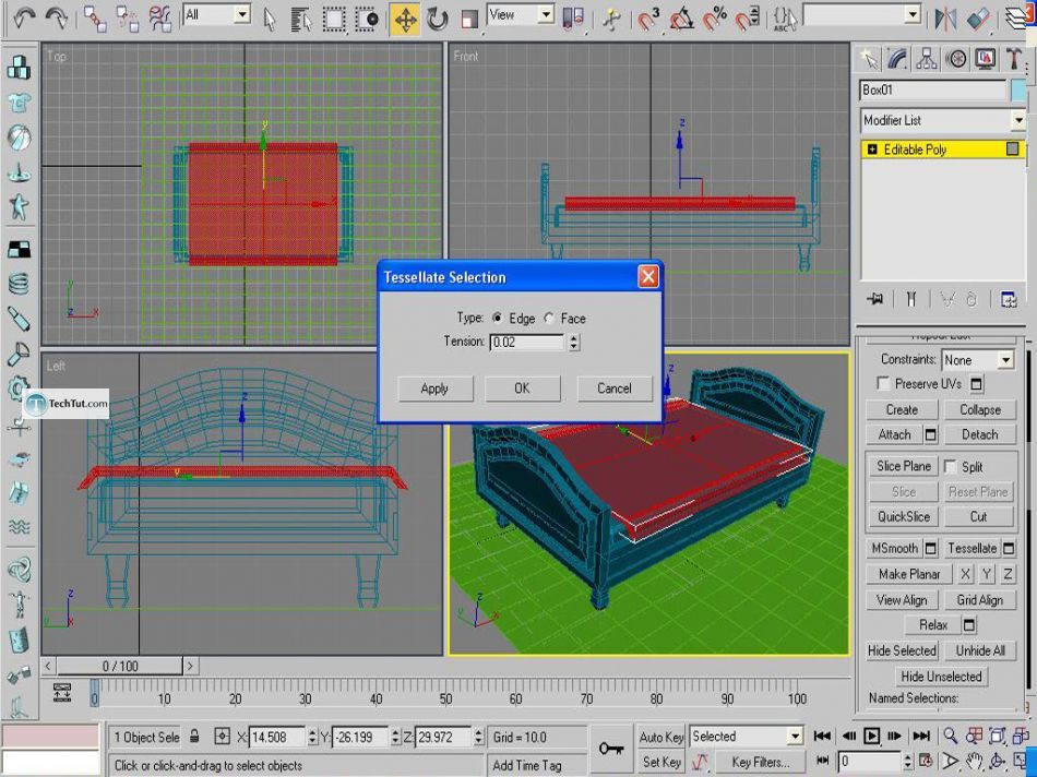 Old style double bed done in 3D max