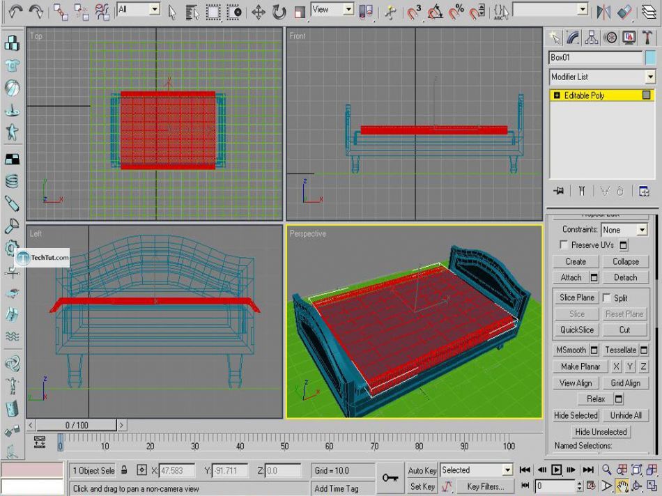 Old style double bed done in 3D max