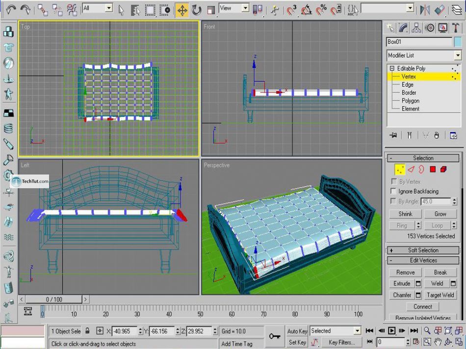 Old style double bed done in 3D max