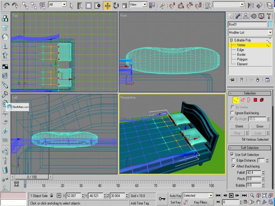 Old style double bed done in 3D max