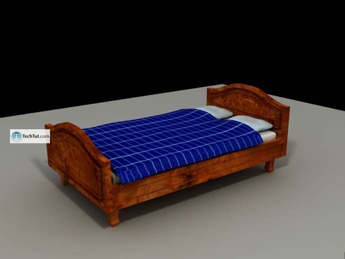 Old style double bed done in 3D max