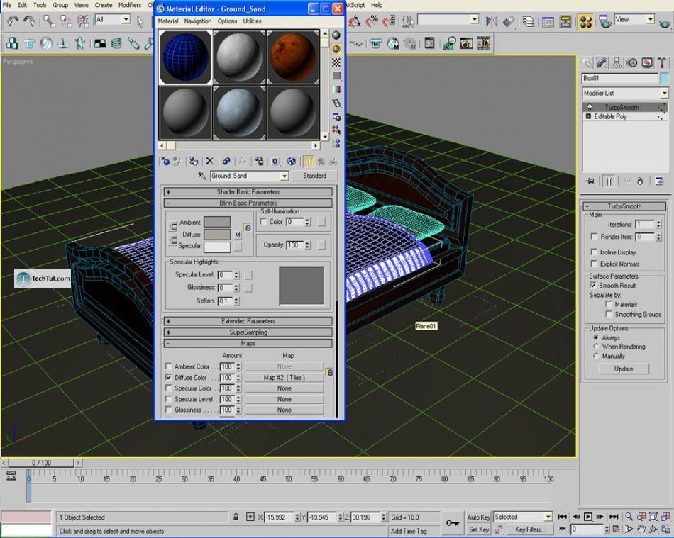 Old style double bed done in 3D max