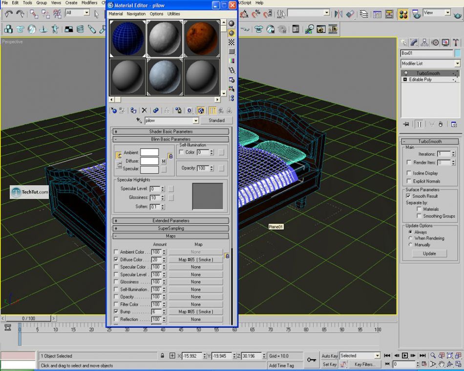 Old style double bed done in 3D max