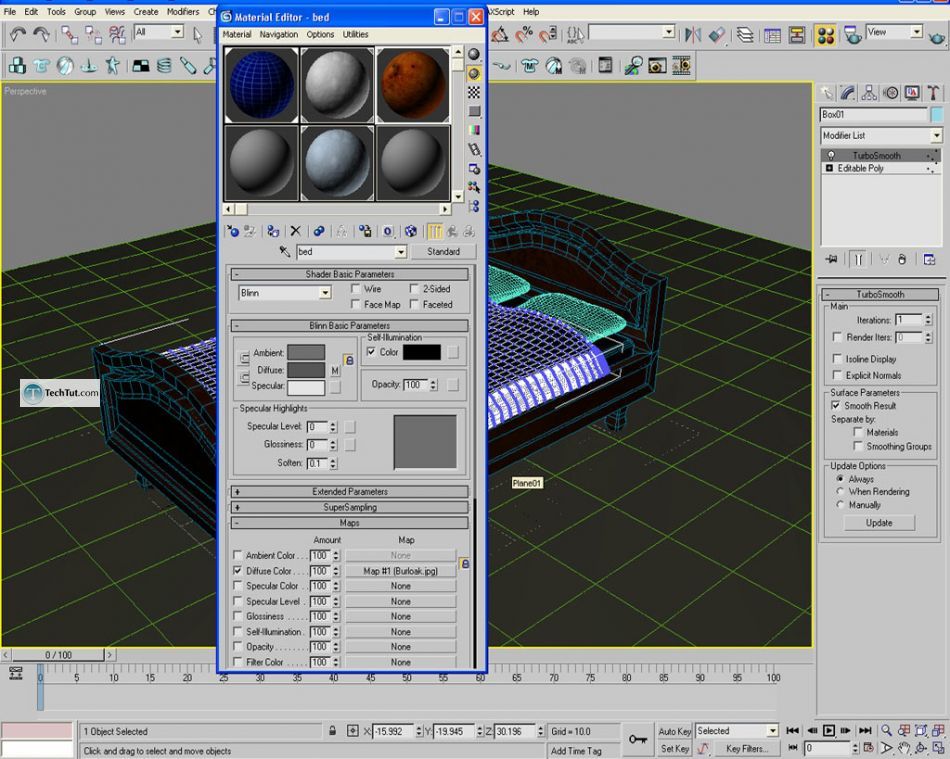 Old style double bed done in 3D max