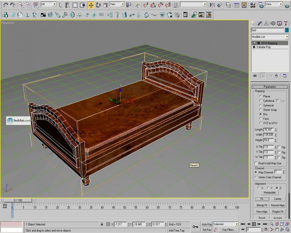Old style double bed done in 3D max
