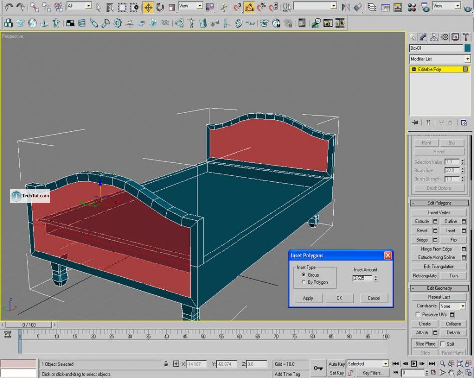 Old style double bed done in 3D max