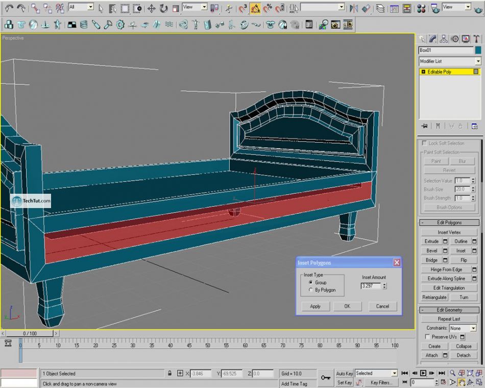 Old style double bed done in 3D max