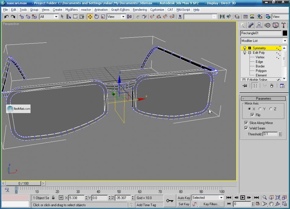 How to create glasses in 3D max