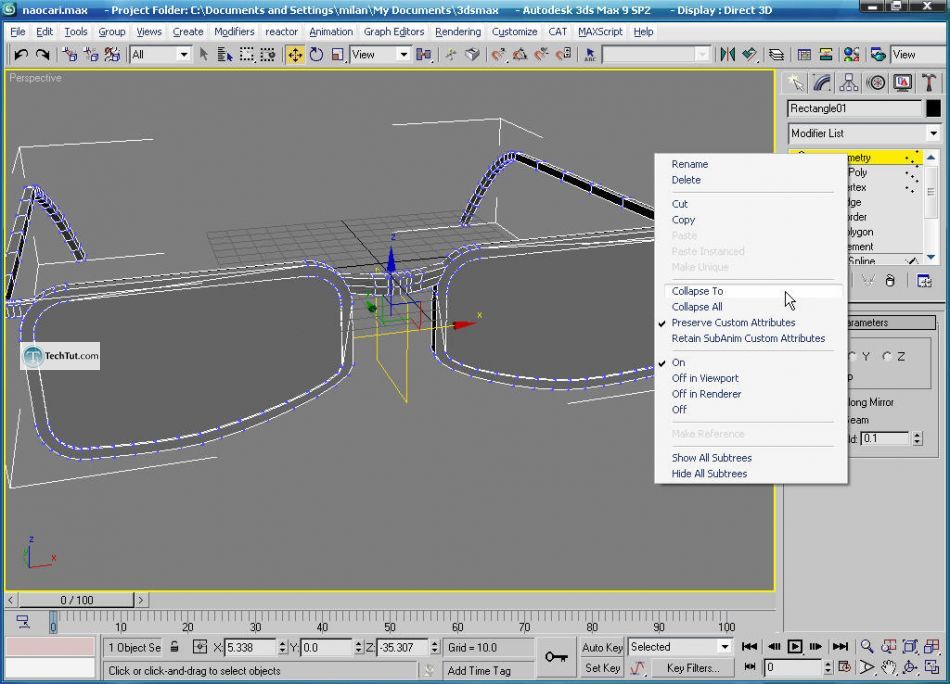 How to create glasses in 3D max