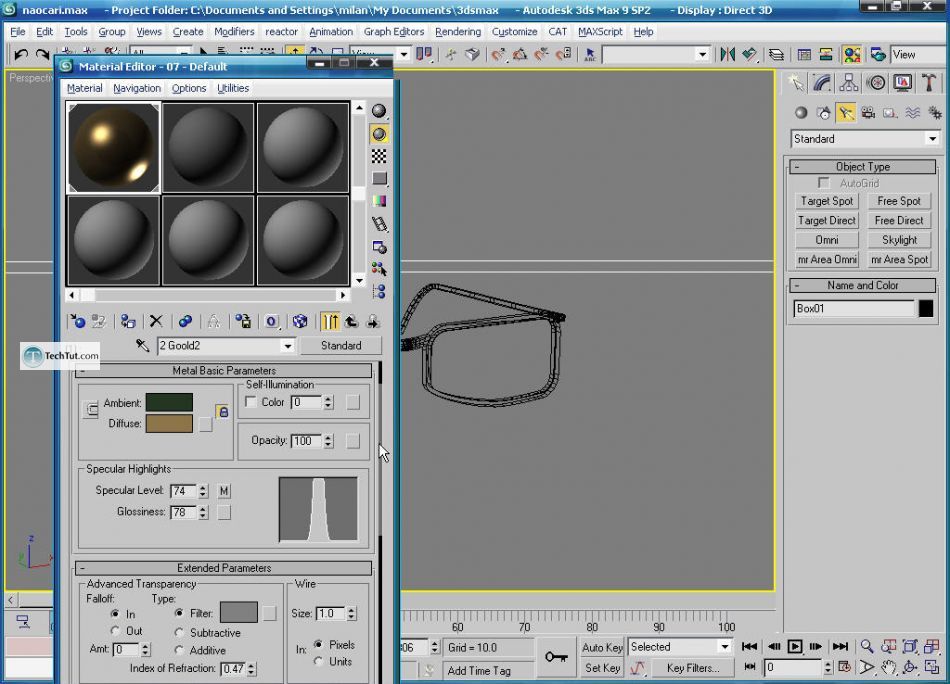 How to create glasses in 3D max