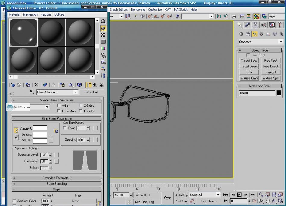 How to create glasses in 3D max