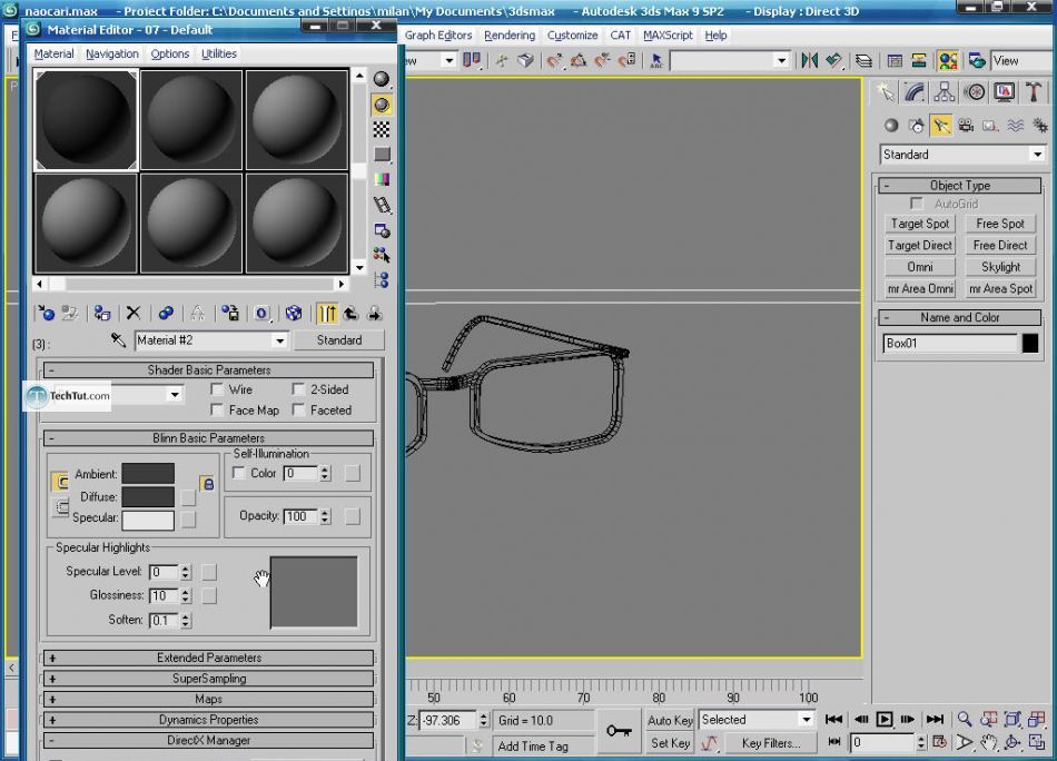 How to create glasses in 3D max