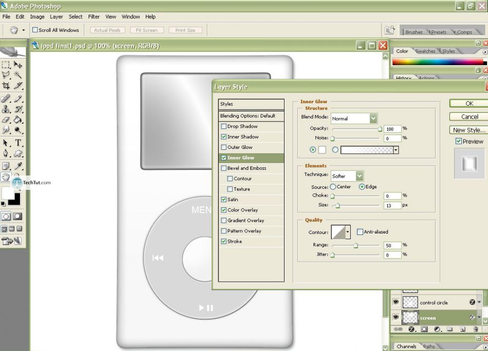 Create realistic iPod in Photoshop