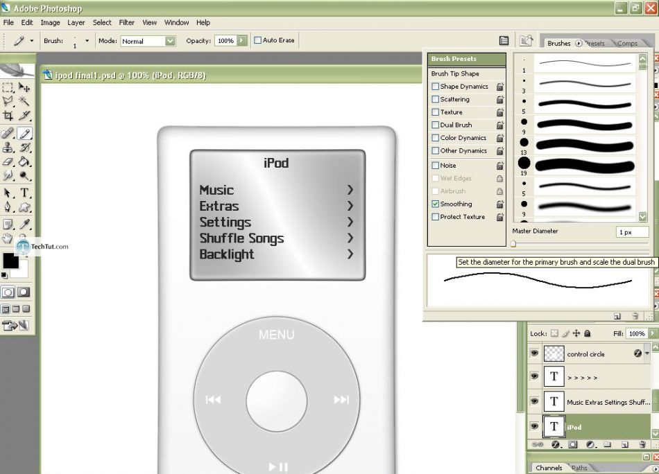 Create realistic iPod in Photoshop