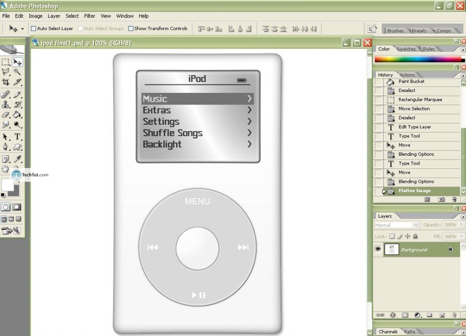 Create realistic iPod in Photoshop