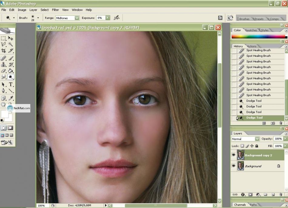 Photo retouch add makeup and create clear face in Photoshop